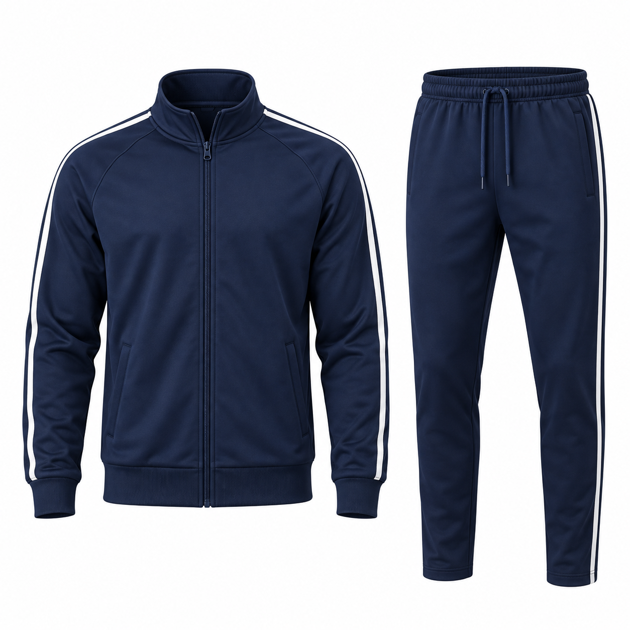 Navy Tracksuit Set with White Stripes